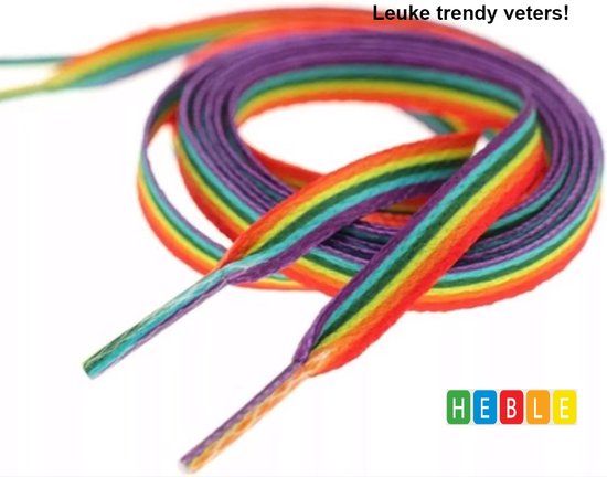 Heble® - LGBT+ Schoenveters: Gaypride, Kleurrijke Regenboog Veters als Cadeau voor Respect, Gelijkheid & Feestdagen