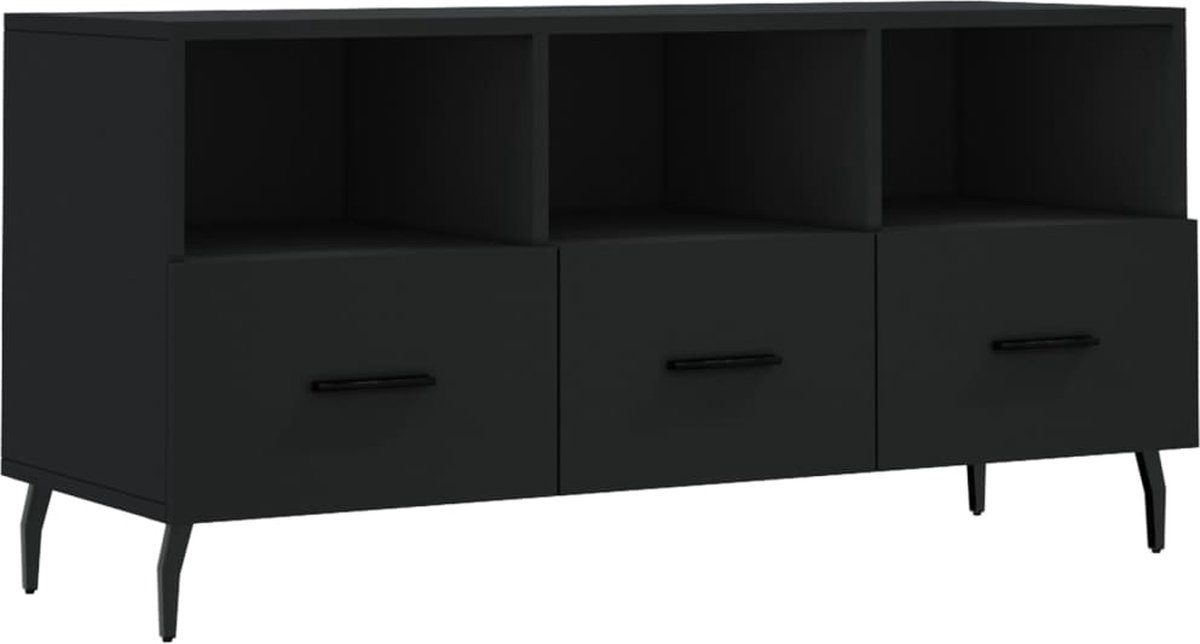 vidaXL - Tv-meubel - 102x36x50 - cm - bewerkt - hout - zwart