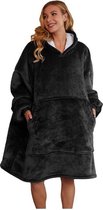 Cuddle Hoodie - Plaid met mouwen - Fleece plaid - Cadeau voor man - Black friday 2023 deals - Snuggie - Hoodie deken - KPGO - Hoodie - Zwart - Huggle hoodie - lekker zacht en dikke stof