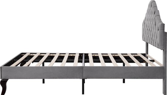 Lit double rembourré Merax - Lit pour 2 personnes avec tête de lit réglable - Grijs