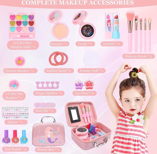 Acheter Kits de maquillage pour filles, ensembles de maquillage pour  enfants, trousse de maquillage princesse pour filles, Kit de cosmétiques  non toxiques