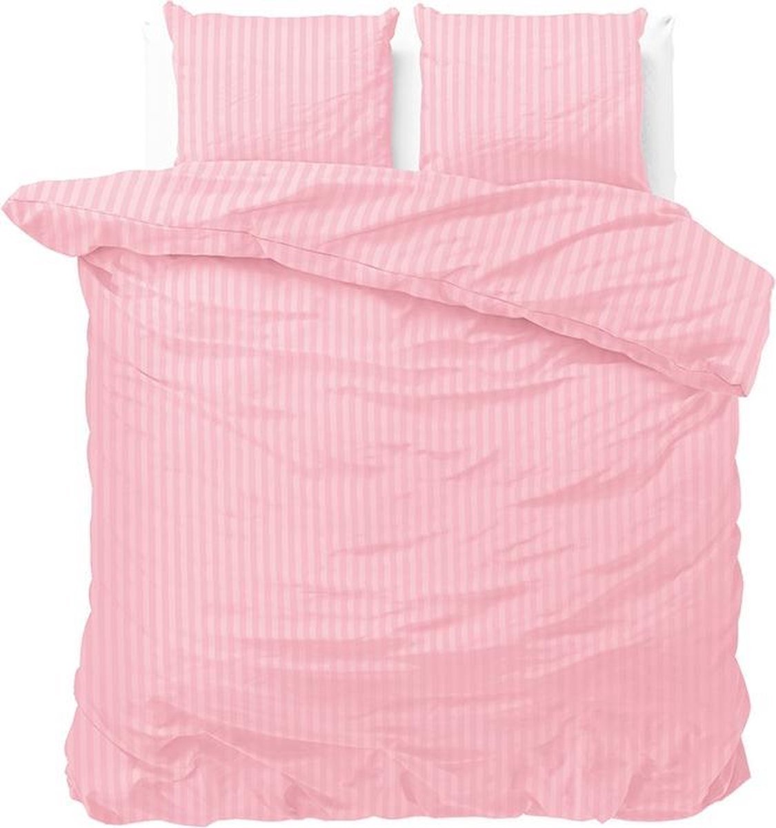 Luxe dekbedovertrek Stripes roze - 240x200/220 (lits-jumeaux) - zacht en fijne kwaliteit - stijlvolle uitstraling - met handige drukknopen