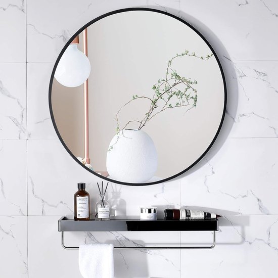 Miroir rond 60 cm miroir mural salle de bain avec étagère miroir de salle  de bain... | bol