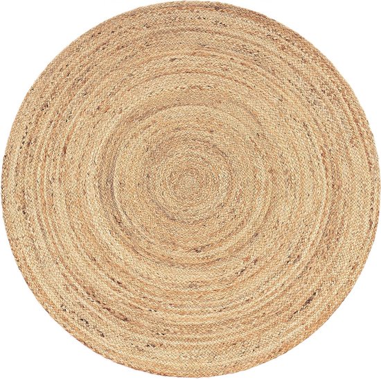 Vloerkleed Rond Woonkamer Jute Boho Ethno Handgemaakt Natuurlijk Vloerkleed, Maat:Ø 120 cm rondje, Kleur:Natuur 3