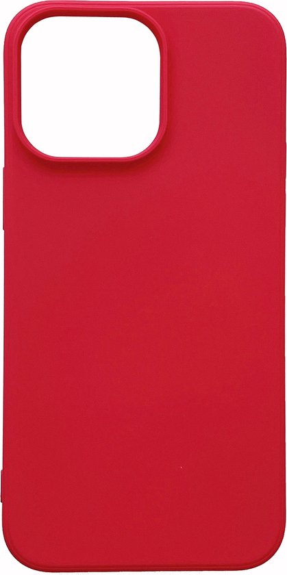 Coque d'iPhone 15 rouge vif vue de dos, avec découpe pour l'appareil photo.