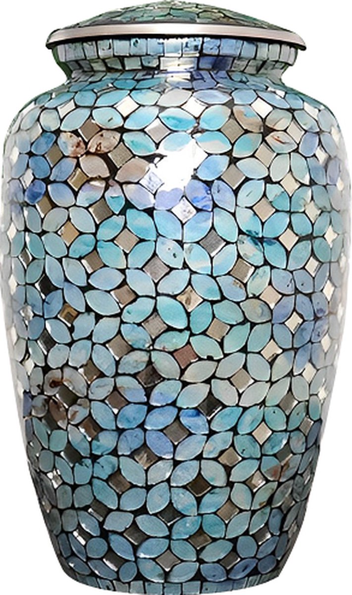 XXL As Urn - 3.5 Liter - Crematie Urn - Uniek - Voor Huisdieren of Menselijk As - Crematie As - Mini Urn - Decoratie Urn - Diamond Blue