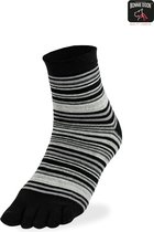 Bonnie Doon Teen Sokken Gestreept Zwart Dames maat 36/42 - Funky Stripes Toe Sock - Gladde naden - Teensokken - 1 paar - Slippers - Quarters - Strepen - Lengte net boven enkel - Black - BP231002.101