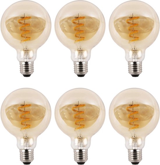 Voordeelset van 6 Zigbee E27 spiraal filament G95 lampen - Dual White - amberkleurig - slimme bediening met Smart Life app - Smart lamp - Slimme verlichting
