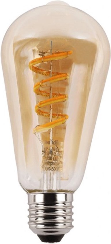 Slimme Zigbee spiraal filament lamp - Dual White 4W E27 fitting - amberkleurig ST64 model - Smart lamp - Slimme Zigbee lamp