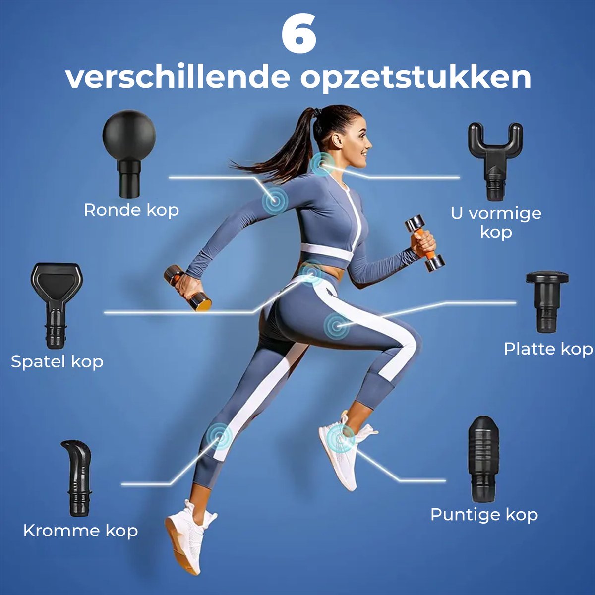 Ryce Massage Gun: 30 standen, 6 opzetstukken, oplaadbaar thumbnail 4