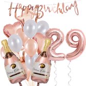 29 Jaar Verjaardag Cijferballon 29 - Feestpakket Snoes Ballonnen Pop The Bottles - Rose White Versiering