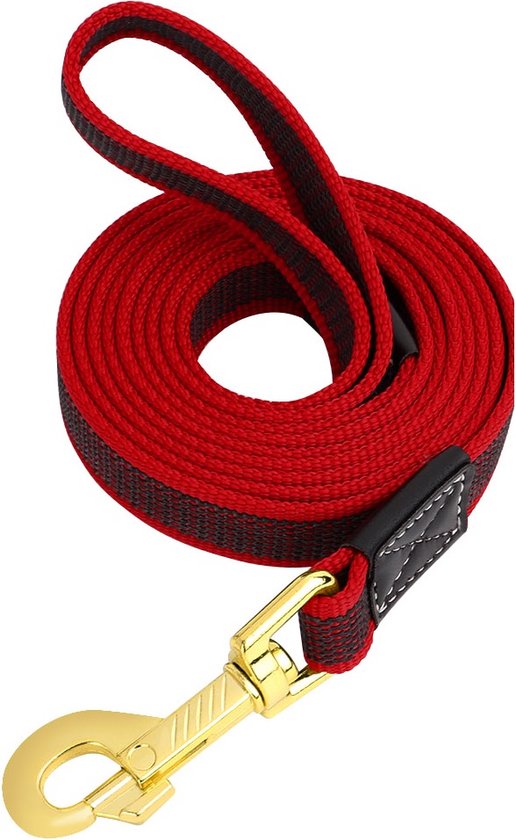 Honden lijn - Lange lijn - Lange riem - Wandelen - Uitlaten - Speuren - Antislip - Trainingslijn - 3 meter - Rood