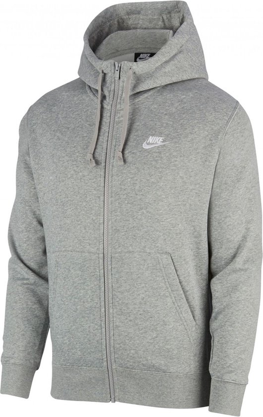 Nike sportswear club fleece full-zip hoodie in de kleur grijs.