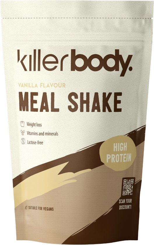 Foto: Killerbody maaltijdshake vanilla 1000 gr draagt bij aan gewichtsverlies