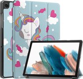 Case2go - Housse de tablette pour Samsung Galaxy Tab A9 Plus (2023) - Housse à trois volets avec fonction auto/réveil - 11 pouces - Licorne