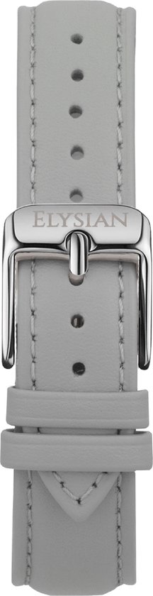 Elysian Horlogebandje - Grijs Leer - Zilveren Gesp - 18mm - Quick Release - Verstelbaar