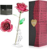 Tokmali 24-karaats gouden roos, eeuwige roos, handgemaakt, geconserveerde roos met standaard en geschenkdoos, voor vrouw, vriendin, Moederdag, verjaardag, bruiloft, kunstmatig (roze)