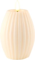 Luxe LED kaars - Cream Stripe LED Candle 7.5 x 10 cm - net een echte kaars! Deluxe Homeart