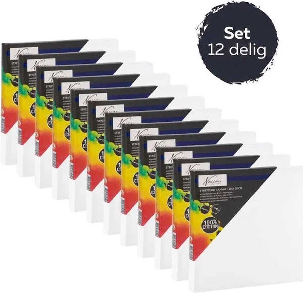 Schildersdoeken Set 12pcs - Formaat 30x30 cm - geschikt voor acryl-, olie- en aquarelverf - hoogwaardige kwaliteit canvas - perfect voor middelgrote schilderijen - goede prijs-kwaliteitverhouding — afbeelding 16