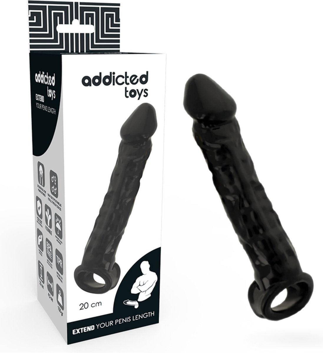 Goedkoopste ADDICTED TOYS | Addicted Toys Dong Extension Black | Penis Extender | Sex Toy for Couple | Sex Toy for Man
