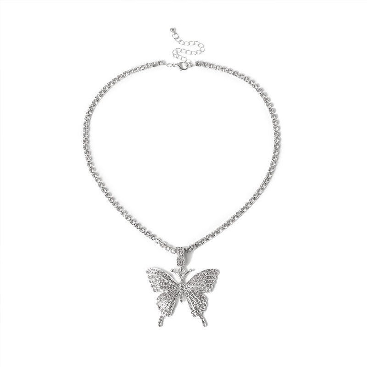 Lumici® | Crystal Butterfly Ketting - Kristallen Vinder Ketting - Zomer - Bloemen - Buitenleven - Insecten - Necklace - Cadeau Voor Vrouwen - Moederdag Cadeau - Valentijn - Liefde - Verrassing - Goud & Zilver