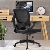 Chaise de bureau, chaise de bureau ergonomique et réglable avec appui-tête réglable, accoudoirs, chaise pivotante, fonction d'inclinaison jusqu'à 135°, chaise de direction avec filet