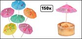 150x Parasol prikkers hout 100mm - IJs dessert eten toetje kerst festival food sorbet pluutje parasol