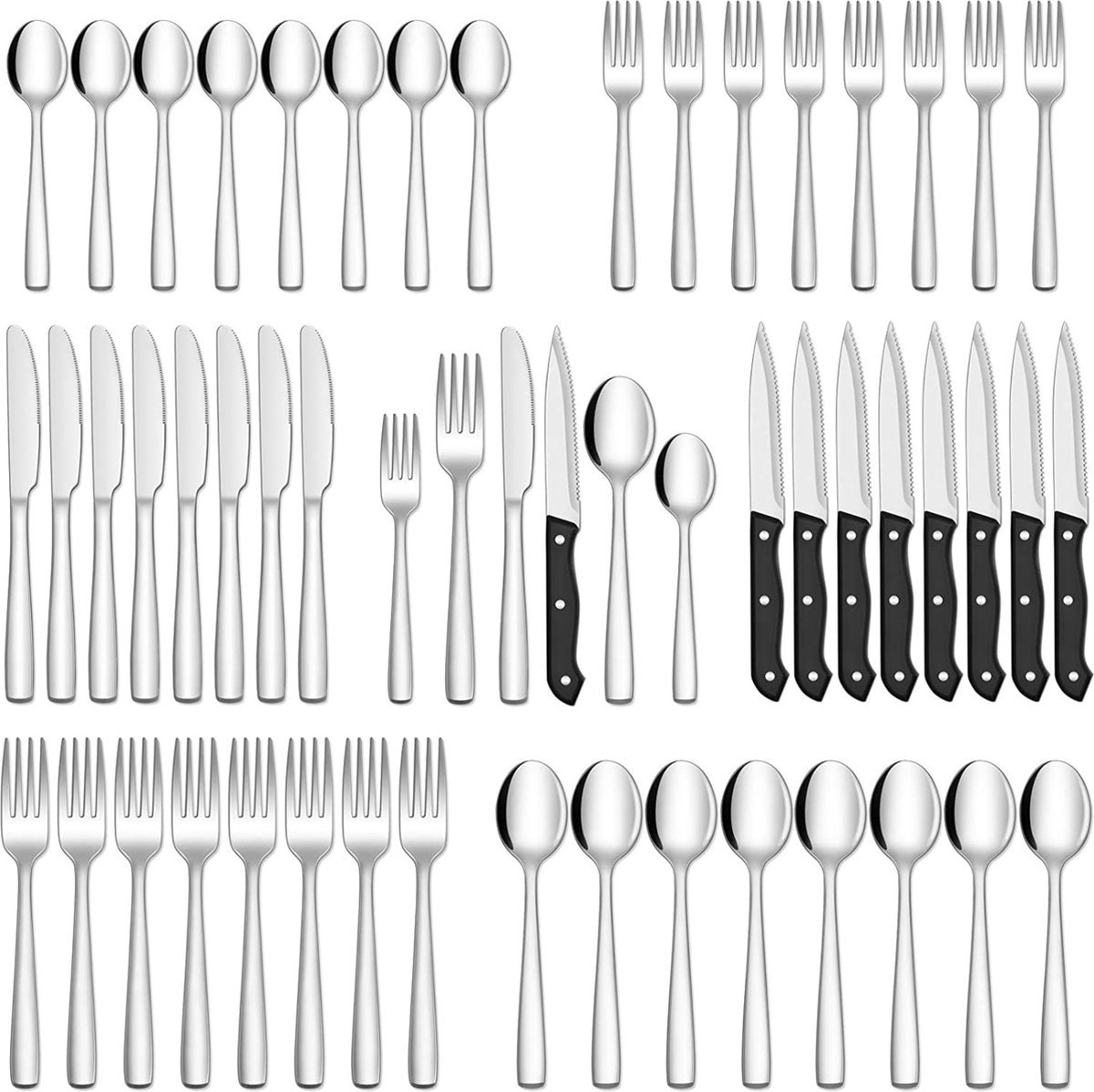 Master knives 12 Persoons Bestekset (72-delig) - Lepels Messen Vorken & Steakmessen - Vaatwasserbestendig - Zilver / RVS bestekset 12 persoons