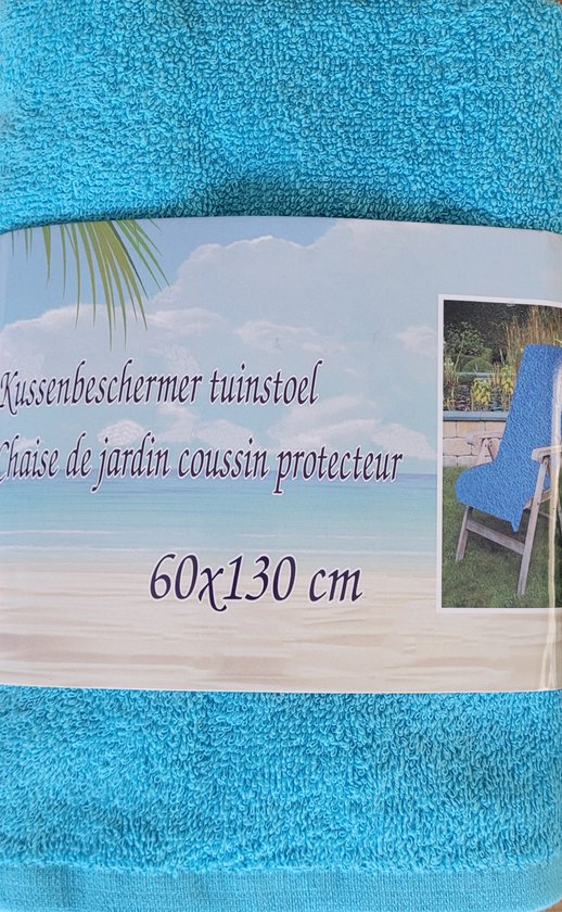Kussenbeschermer tuinstoel lichtblauw 60x130 cm - badstof stoelhanddoek