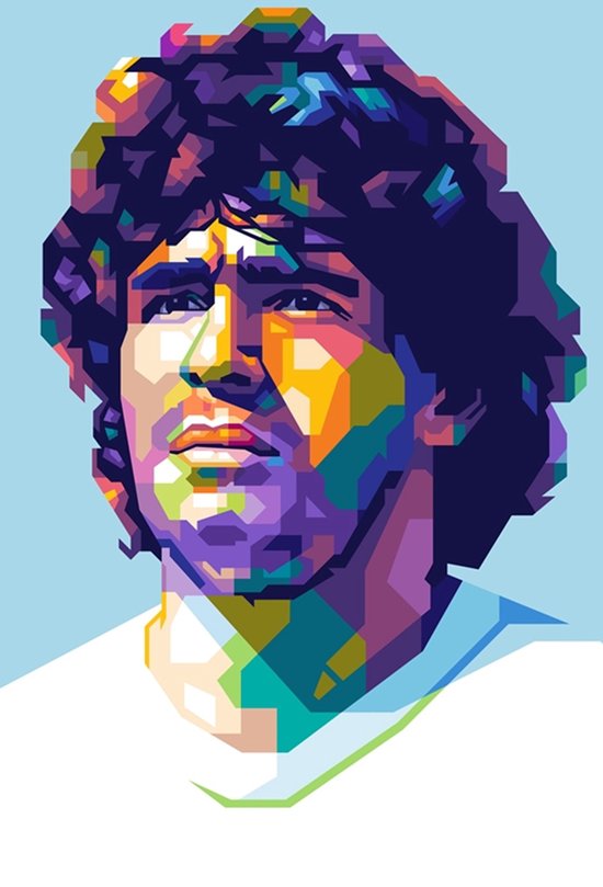 Diego Maradona Poster | Maradona Pop Art | Voetbalposter | Wanddecoratie | Muurposter | 51x71cm | Geschikt om in te lijsten