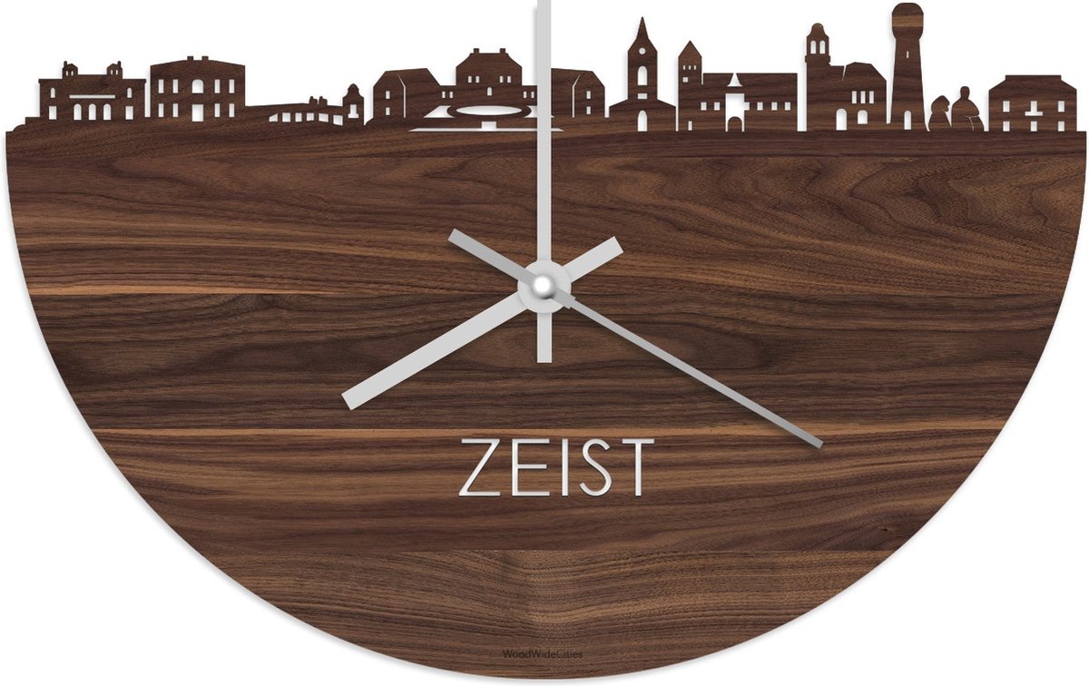 Skyline Klok Zeist Notenhout - Ø 40 cm - Stil uurwerk - Wanddecoratie - Meer steden beschikbaar - Woonkamer idee - Woondecoratie - City Art - Steden kunst - Cadeau voor hem - Cadeau voor haar - Jubileum - Trouwerij - Housewarming - WoodWideCities