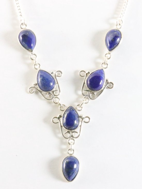 Zilveren ketting met lapis lazuli
