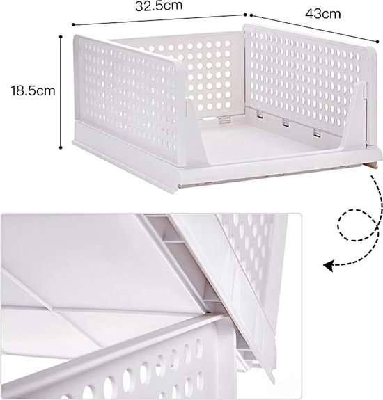 Organisateurs Et Rangements Bacs De Rangement En Plastique Pour Placard, Boîte De Rangement Pliable, Bacs De Rangement Empilables Avec Porte Avant Ouverte, Bacs De Rangement Pliables En Liquidation