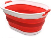 28L opvouwbare plastic wasmand - ovale kuip / mand - opvouwbare opbergcontainer / organizer - draagbare waskuip - ruimtebesparende wasmand (rood)
