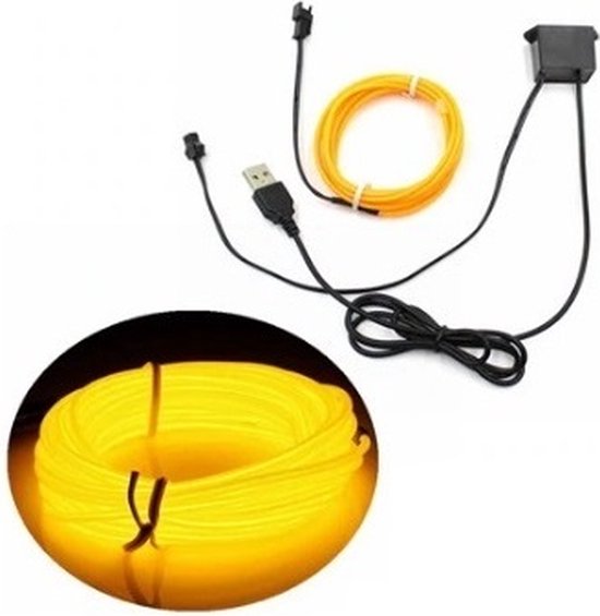 EL Wire - USB - 5 Meter - Geel