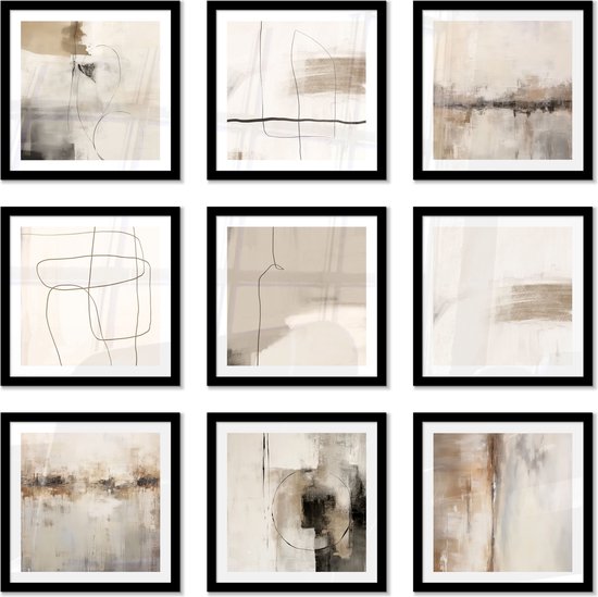 Fotolijst incl. Poster - Abstract - Beige - 40x40 - Posterlijst