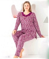 Dames Pyjama Set Nancy W/ Paars /maat 5XL / 100% Katoen / Lange mouwen Blouse & Broek