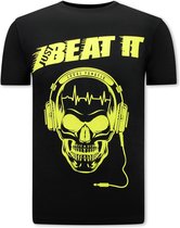 Just Beat It Print Heren T-shirt - Zwart