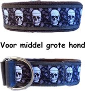 Sliphalsband - Grijs - Maat S - Anti trek halsband - Halsband - Hondenhalsband - Skull - Doodshoofd - Day of the dead