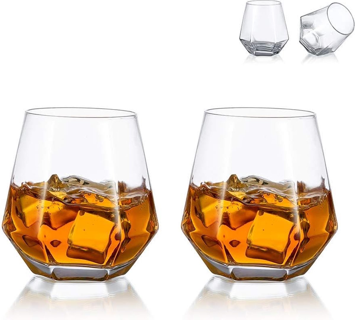 Lot de 4 verres à whisky lourds - Verre à rhum, scotch, bourbon
