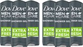 Dove Men+Care Extra Fresh - 6 x 250  ml - Douche Gel - Voordeelverpakking