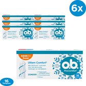 o.b. ProComfort Super - tampons - zwaardere menstruatiedagen - 6 x 16 stuks