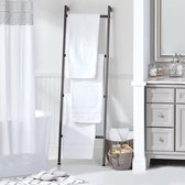 Échelle à serviettes autoportante pour la salle de bain - Porte-serviettes à 4 niveaux en métal - Porte-serviettes pour serviettes de bain, vêtements ou journaux - Gris graphite