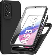 Podec 2-in-1 Hoesje met screenprotector - Zwart Telefoonhoesje - Anti-Shock Case Cover - Geschikt voor Samsung Galaxy A53
