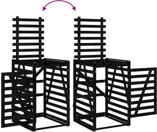 vidaXL-Containerberging-drievoudig-massief-grenenhout-zwart