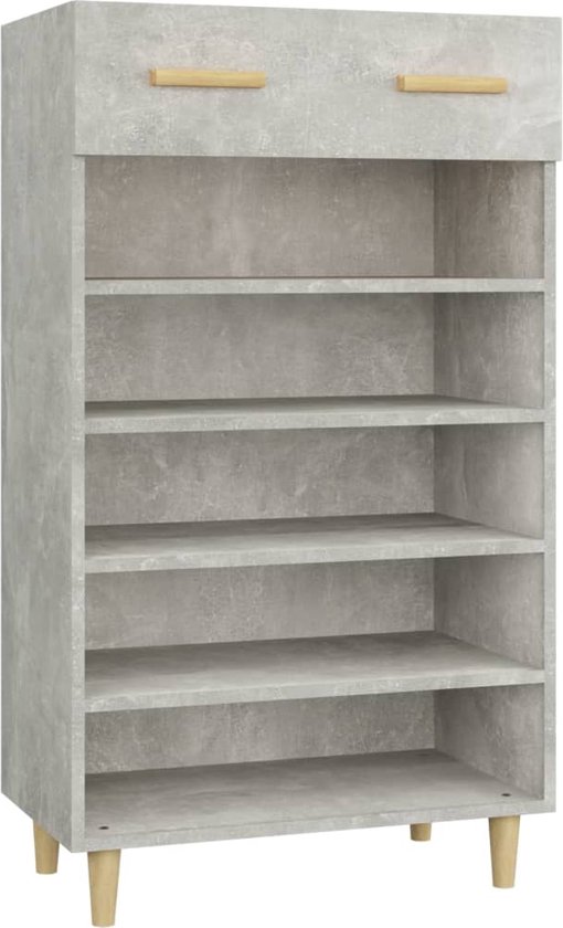 The Living Store Scandinavische Schoenenkast - 60 x 35 x 105 cm - Betongrijs