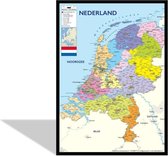 Nederland kaart poster ingelijst - Houten zwarte fotolijst - Formaat 50 x 70 cm