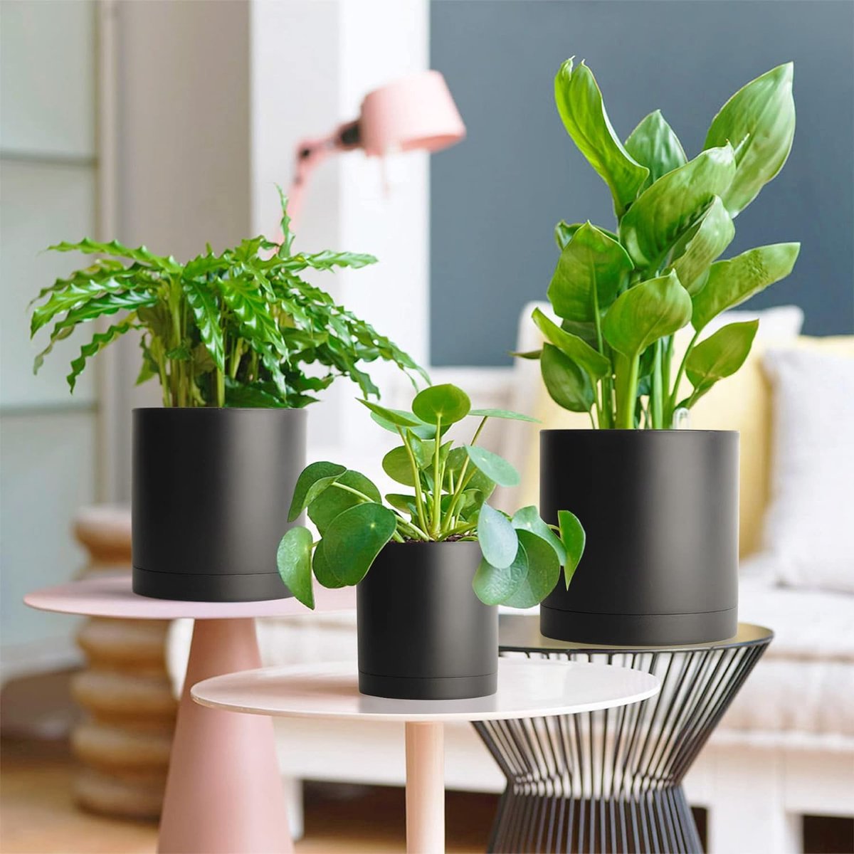 Pot de fleurs de 16,5 cm, jardinière à arrosage automatique pour plantes d'intérieur  et d'extérieur, pot de fleurs en plastique décoratif moderne 