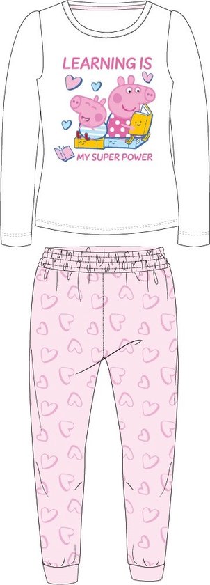 Peppa Pig pyjama learning is my super power katoen roze maat 110