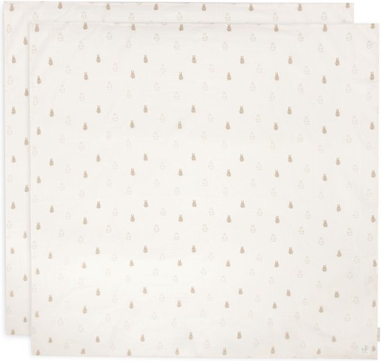 Foto: Jollein x nijntje hydrofiele doek large 115x115cm inbakerdoek spuugdoekjes baby doeken zacht katoen happy miffy nougat 2 stuks